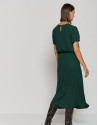Vestido midi manga corta gasa verde