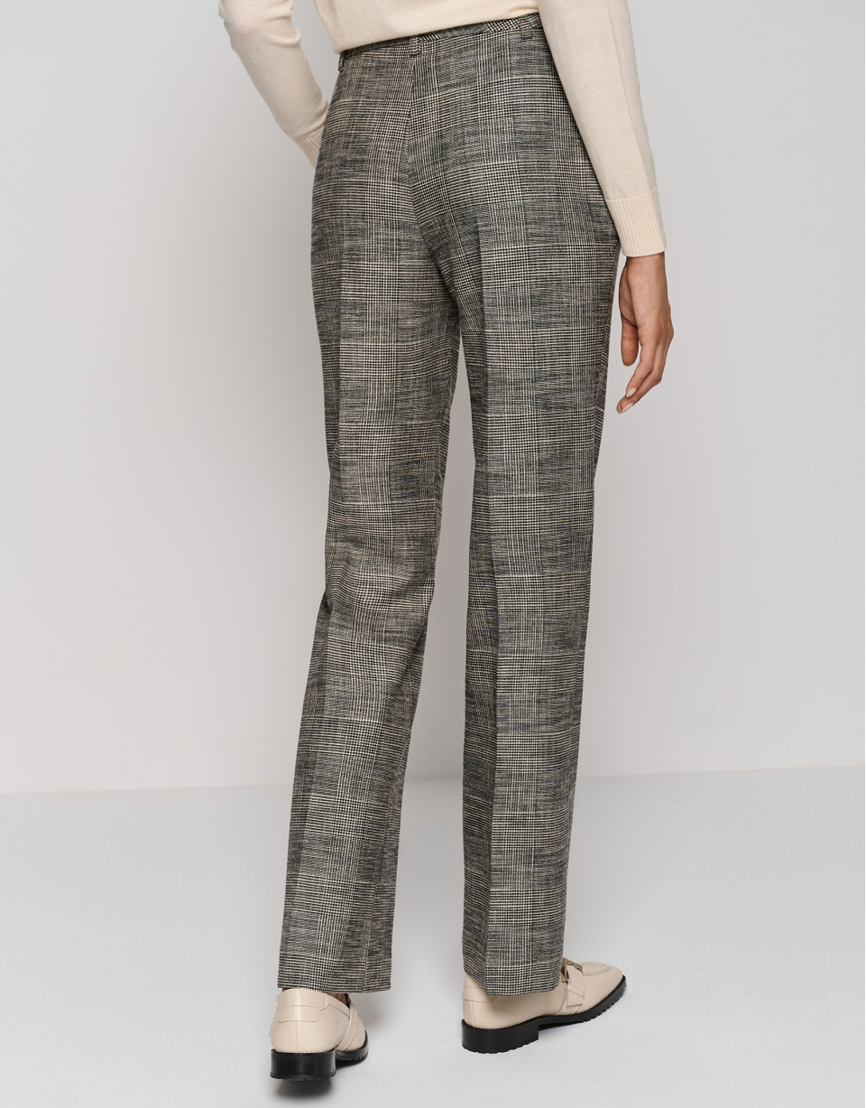 Pantalón sastre recto Príncipe de Gales blanco y negro