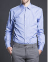 Blue mini hound's-tooth dress shirt 