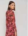 Purple georgette crepe shirt with long sleeves and large floral print