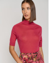 Jersey manga tres cuartos lana fina fucsia