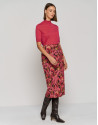 Fucshia fine wool sweater with three quarter sleeves