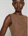 Mustard tweed sleeveless straight dress - Woman | Roberto Verino