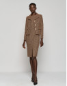 Mustard tweed sleeveless straight dress - Woman | Roberto Verino