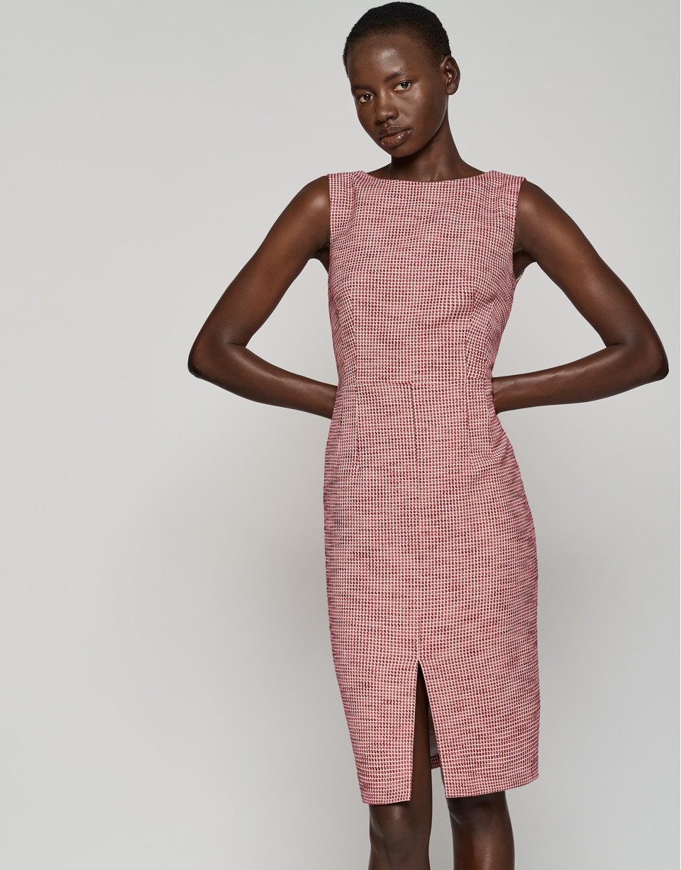 Vestido sin mangas recto tweed buganvilla | Roberto Verino
