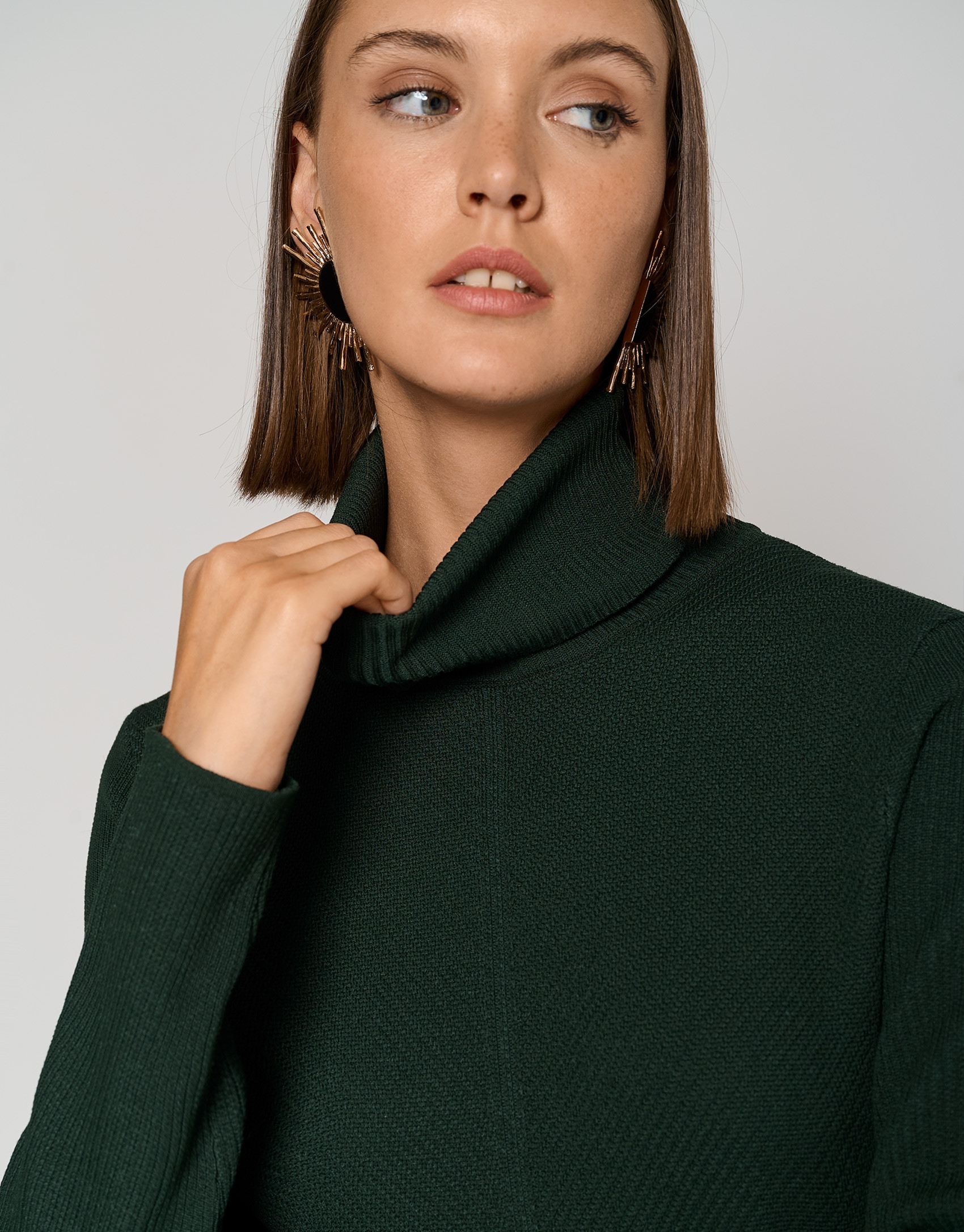 Vestido midi manga larga punto verde - Mujer | Roberto Verino