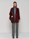 Purple three-quarter double-faced cloth parka