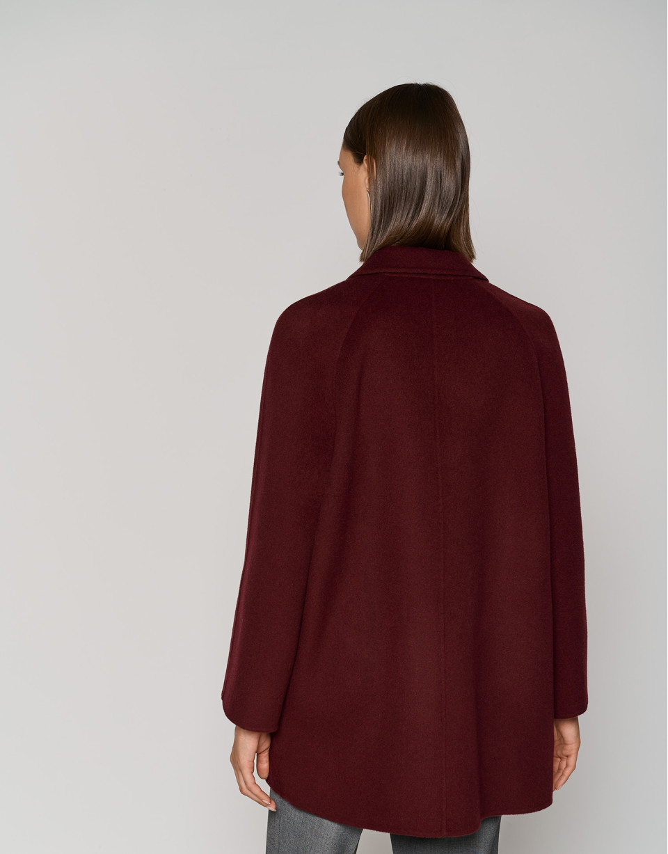Purple three-quarter double-faced cloth parka