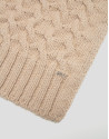 Beige wool and alpaca cable-stitched scarf