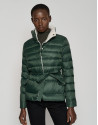 Green and light gray reversible quilted down jacket