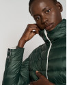 Green and light gray reversible quilted down jacket