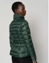 Green and light gray reversible quilted down jacket