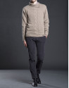 Beige turtle neck sweater with cable-stitching