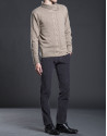 Beige turtle neck sweater with cable-stitching