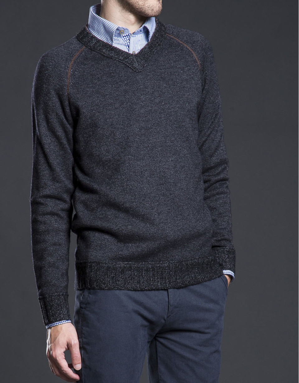 Jersey punto pico ranglán gris