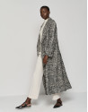 Long black and white glen plaid coat - Woman | Roberto Verino