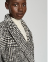 Long black and white glen plaid coat - Woman | Roberto Verino
