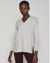Jersey largo escote pico gris claro - Mujer | Roberto Verino