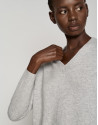 Long light gray sweater with V-neck - Woman | Roberto Verino