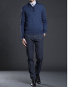 Navy blue turtle neck sweater with buttons