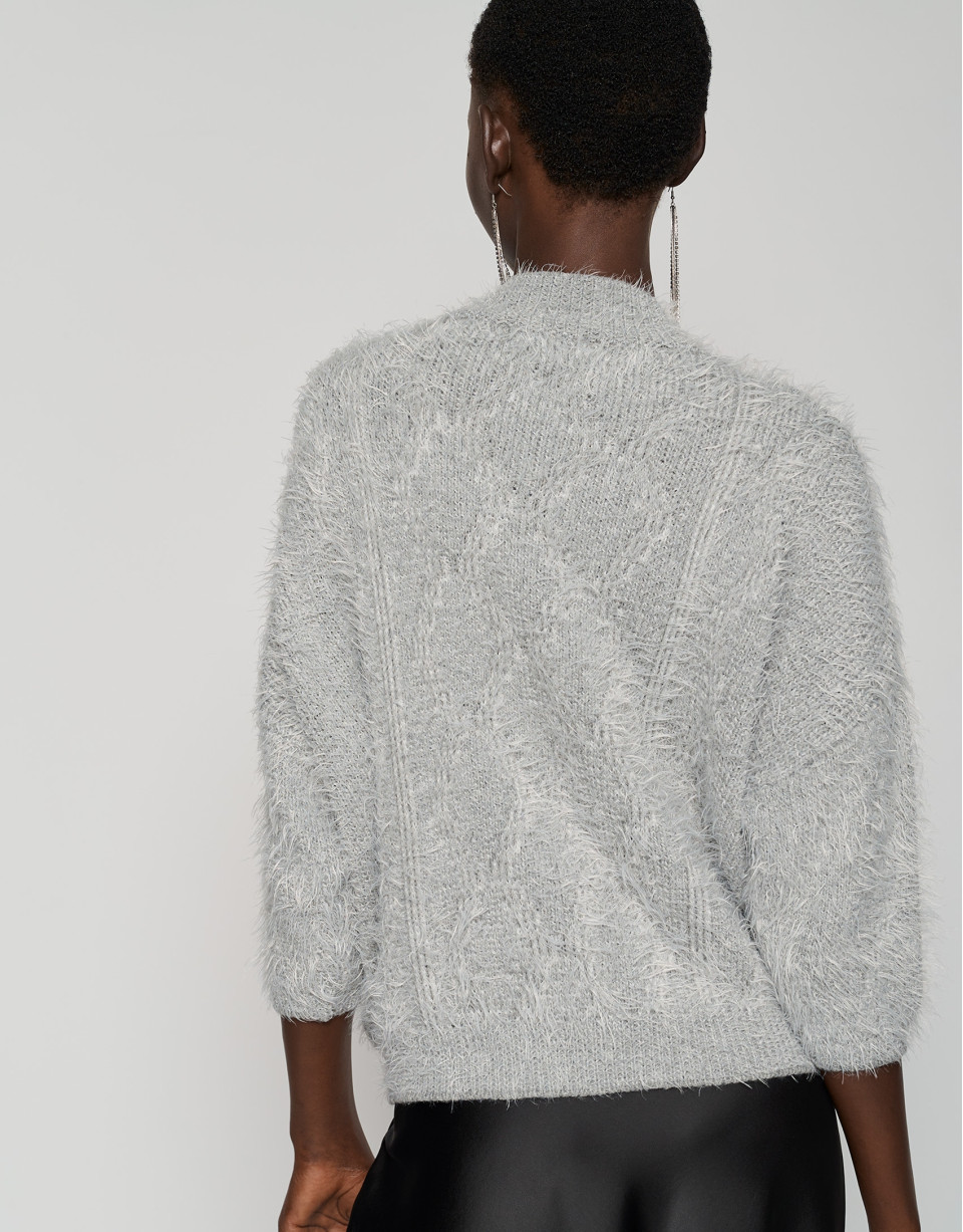 Gray oversize plush sweater - Woman - AW2023 | Roberto Verino