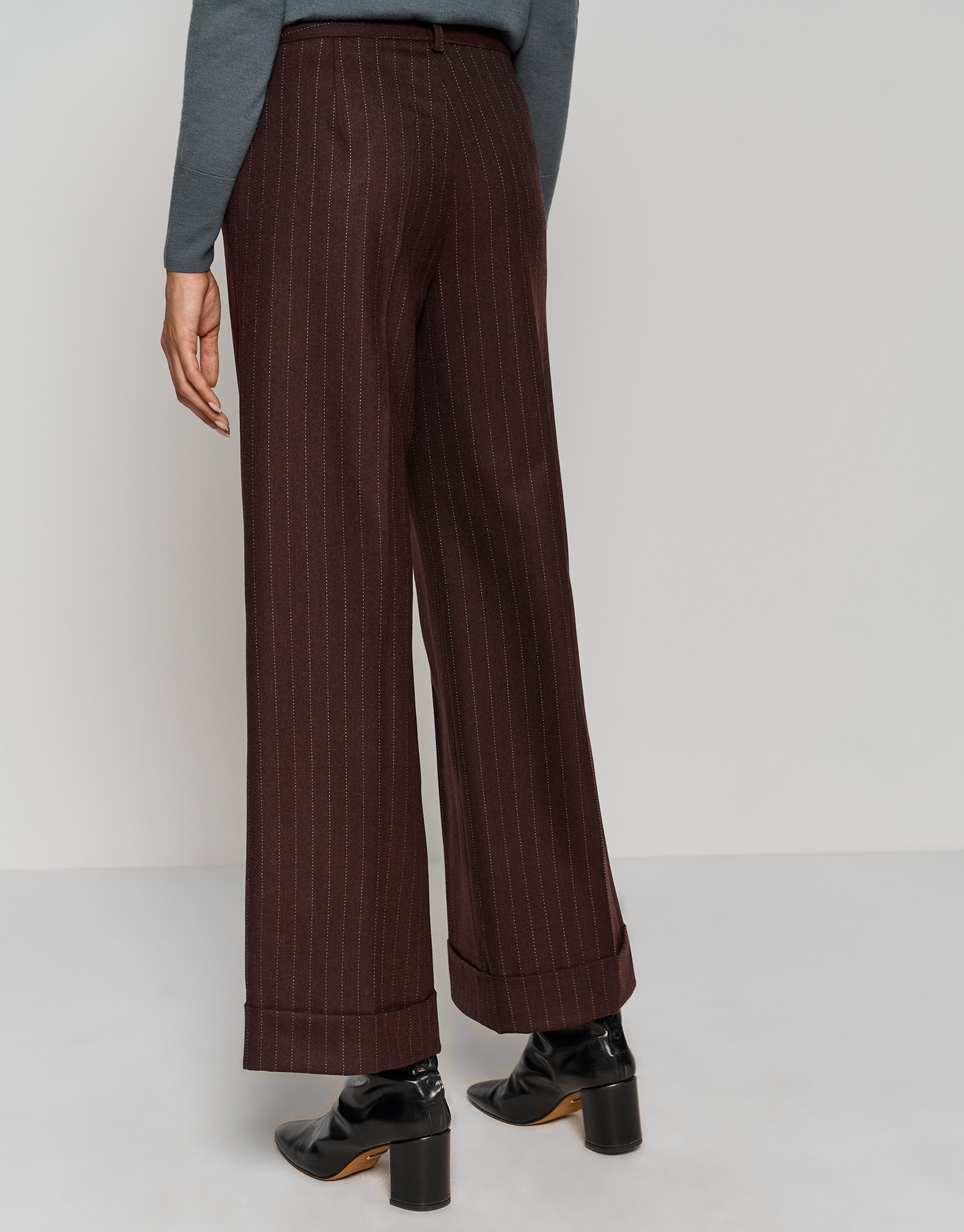 Purple tailored pinstripe pants 