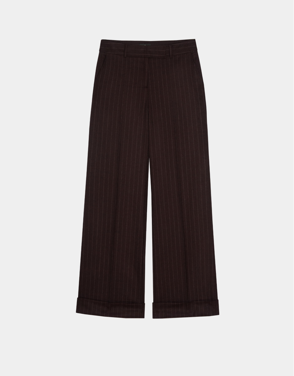 Purple tailored pinstripe pants 