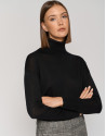 Jersey cuello vuelto punto galga fina negro