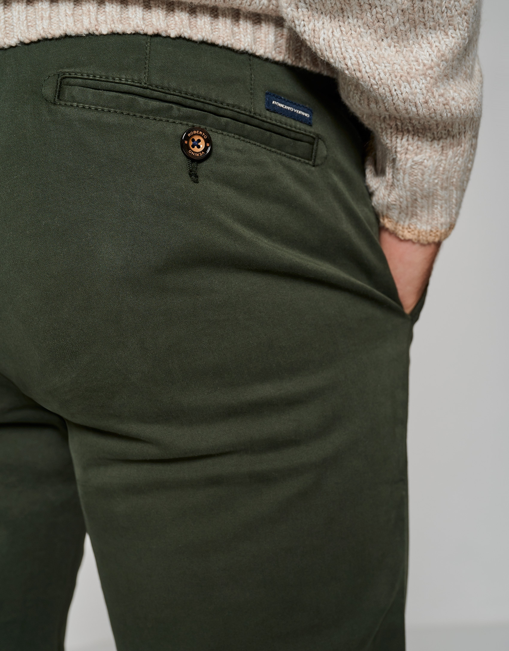 Khaki dyed chino trousers