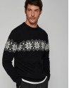 Black and off white sweater with border