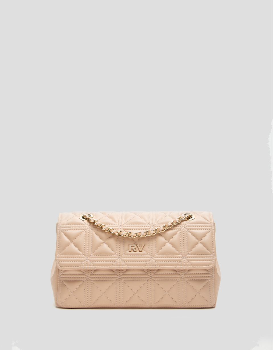 Pink beige quilted Linda Midi shoulder bag | Roberto Verino