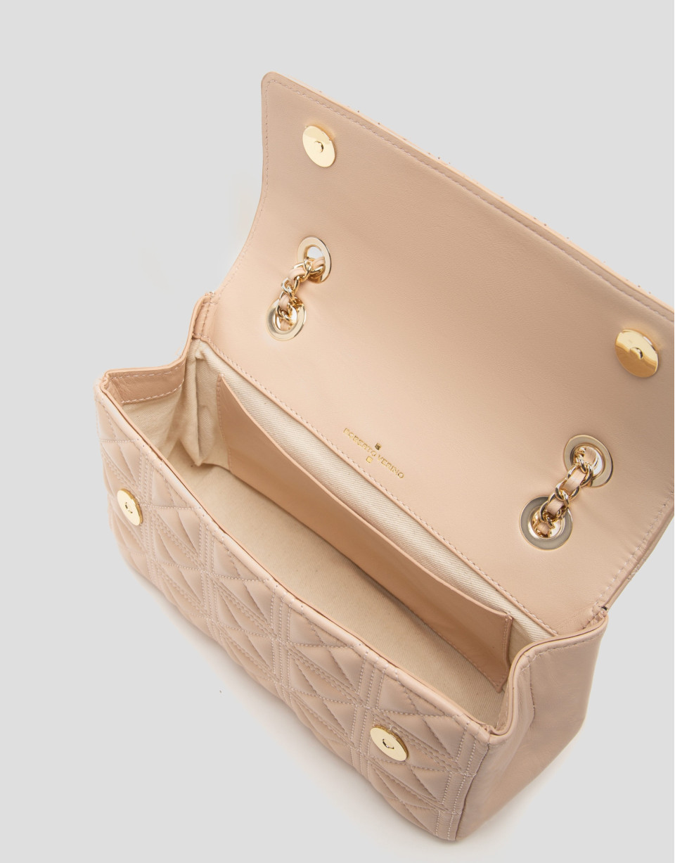 Pink beige quilted Linda Midi shoulder bag | Roberto Verino