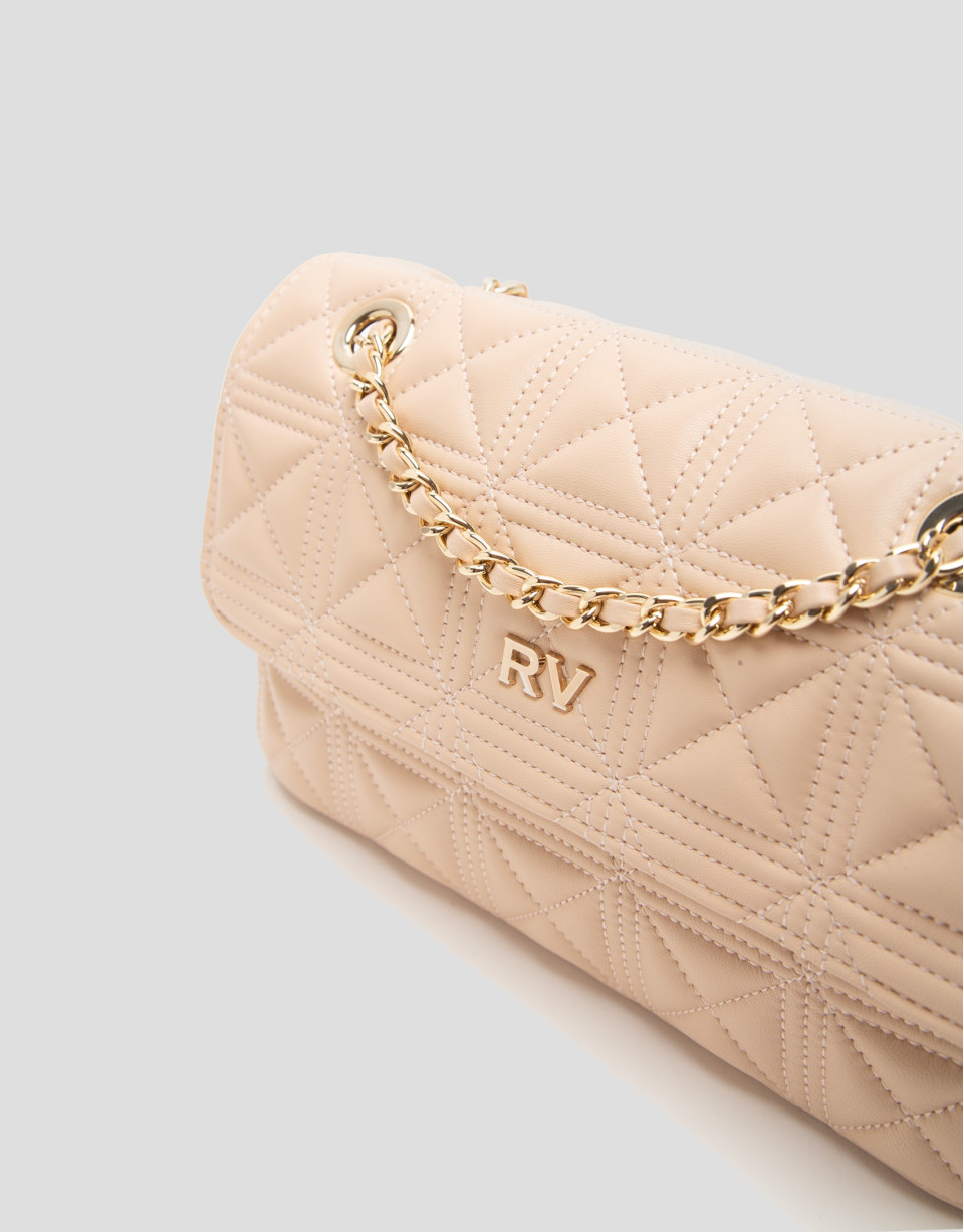 Pink beige quilted Linda Midi shoulder bag | Roberto Verino