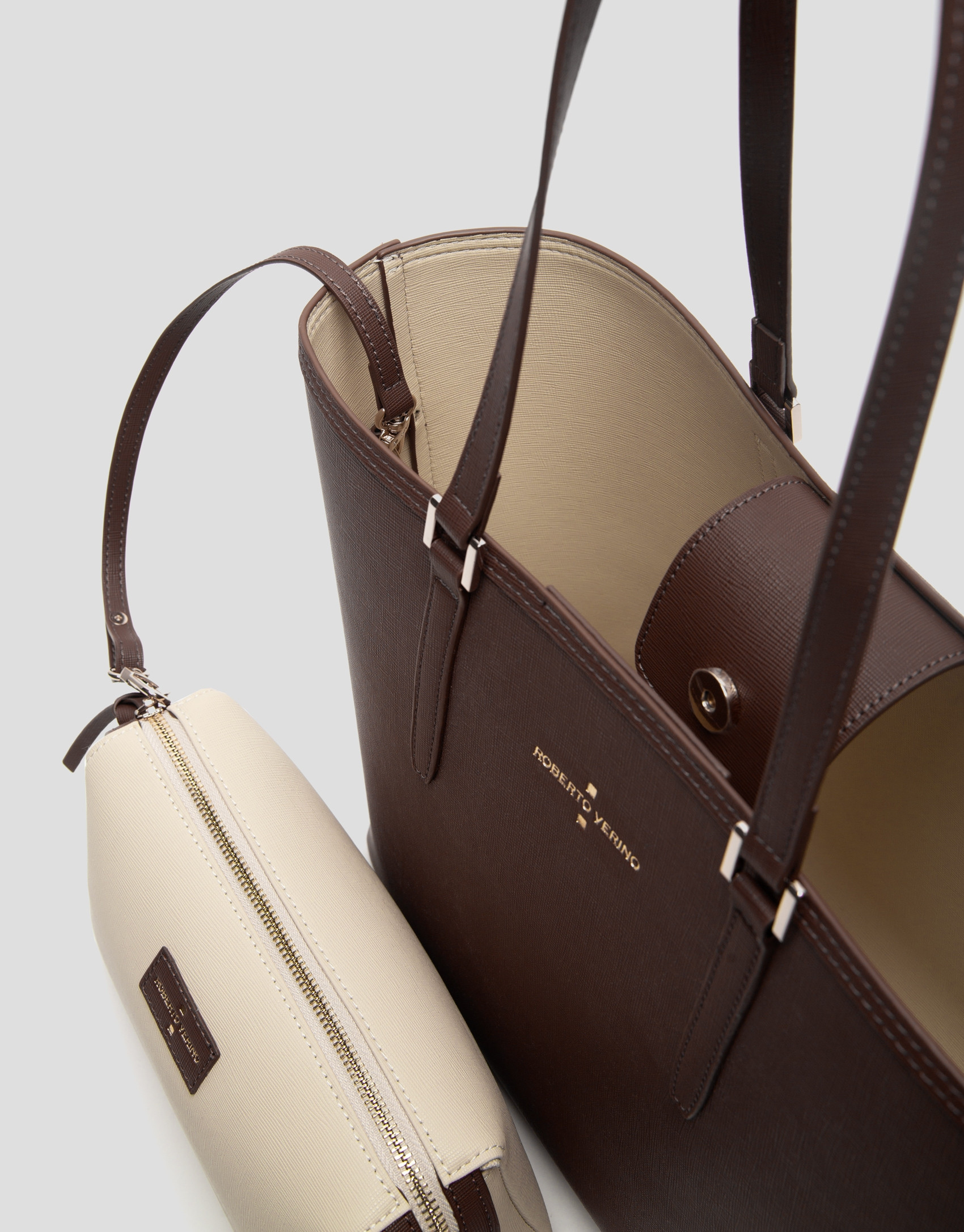 Bolso shopper Sama piel marrón - OI2023 | Roberto Verino