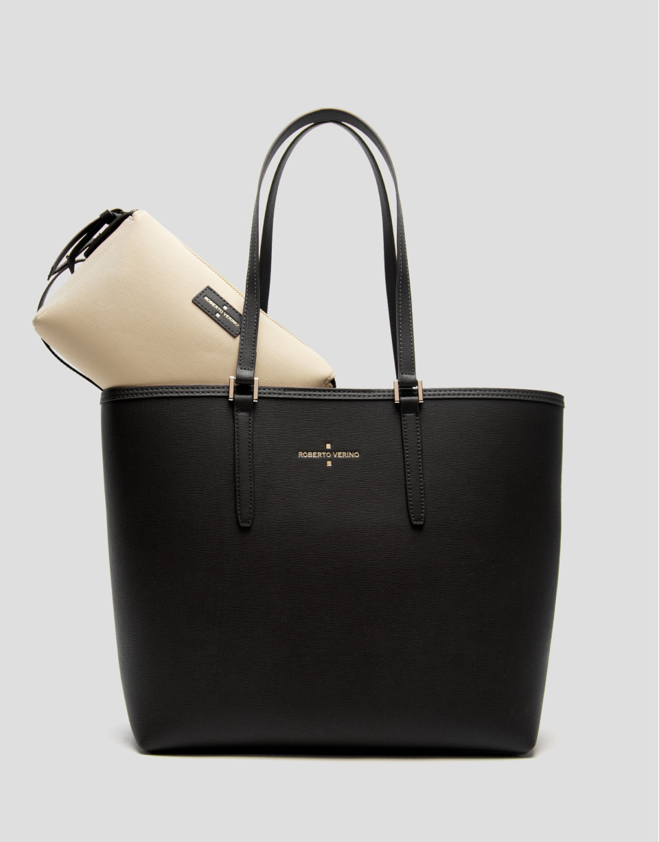 Bolso shopper Sama piel negra - Sale - PV2025 | Roberto Verino