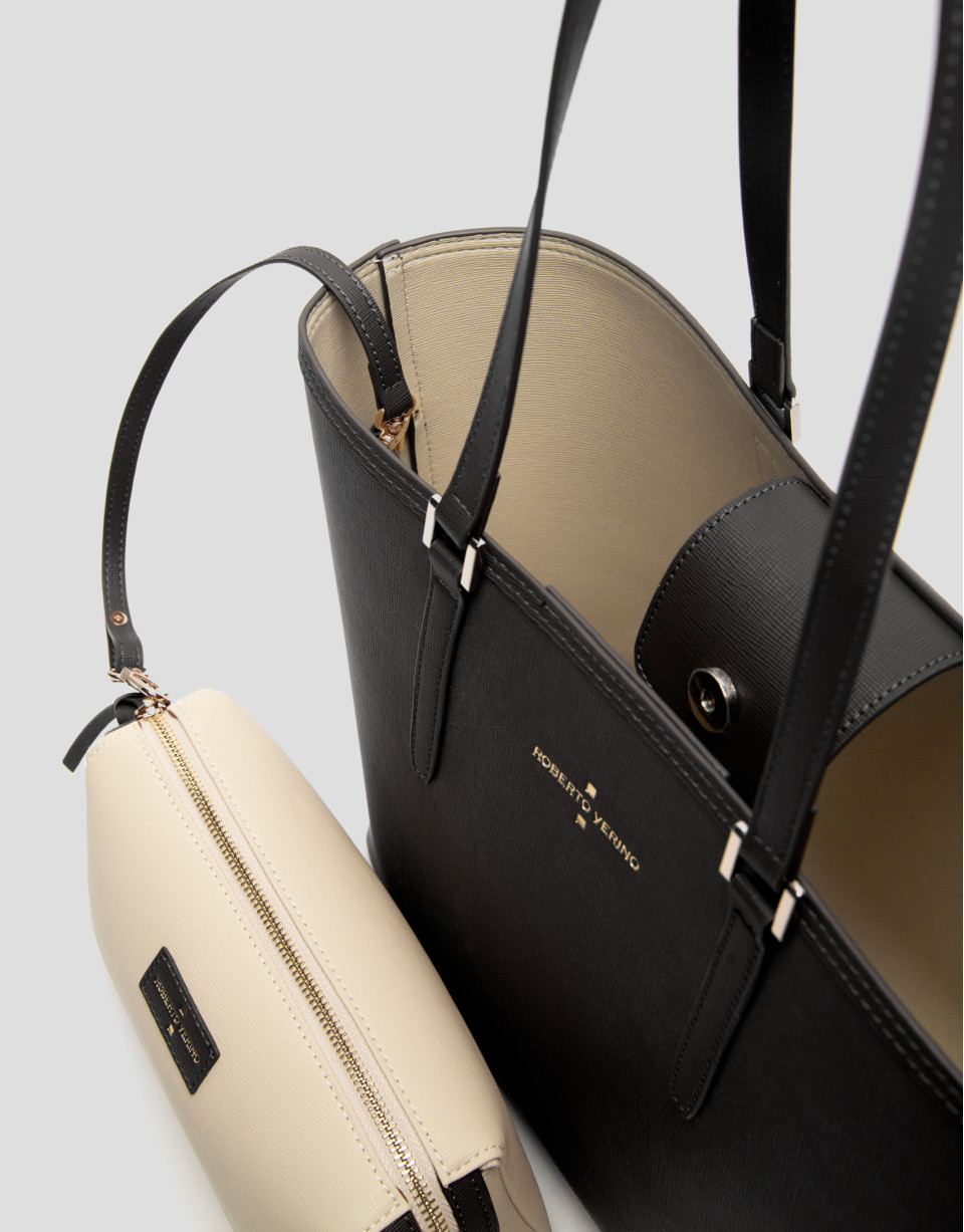 Bolso shopper Sama piel negra - Sale - PV2025 | Roberto Verino