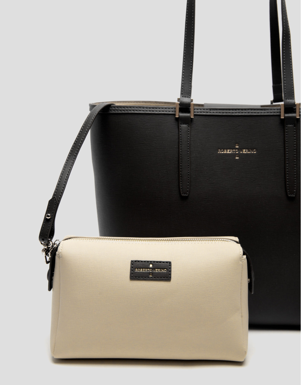 Bolso shopper Sama piel negra - Sale - PV2025 | Roberto Verino