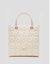 Linda Maxi Satchel bag in ecru quilted leather | Roberto Verino