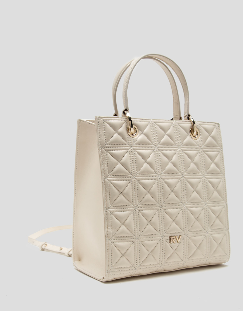 Bolso Satchel Maxi Linda piel acolchada crudo | Roberto Verino