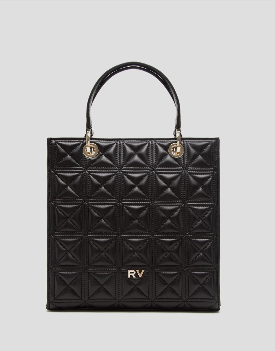 Bolso Satchel Maxi Linda piel acolchada negra | Roberto Verino