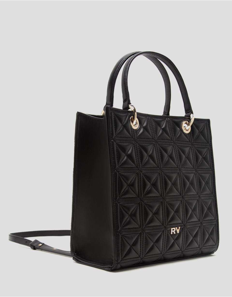 Bolso Satchel Maxi Linda piel acolchada negra | Roberto Verino