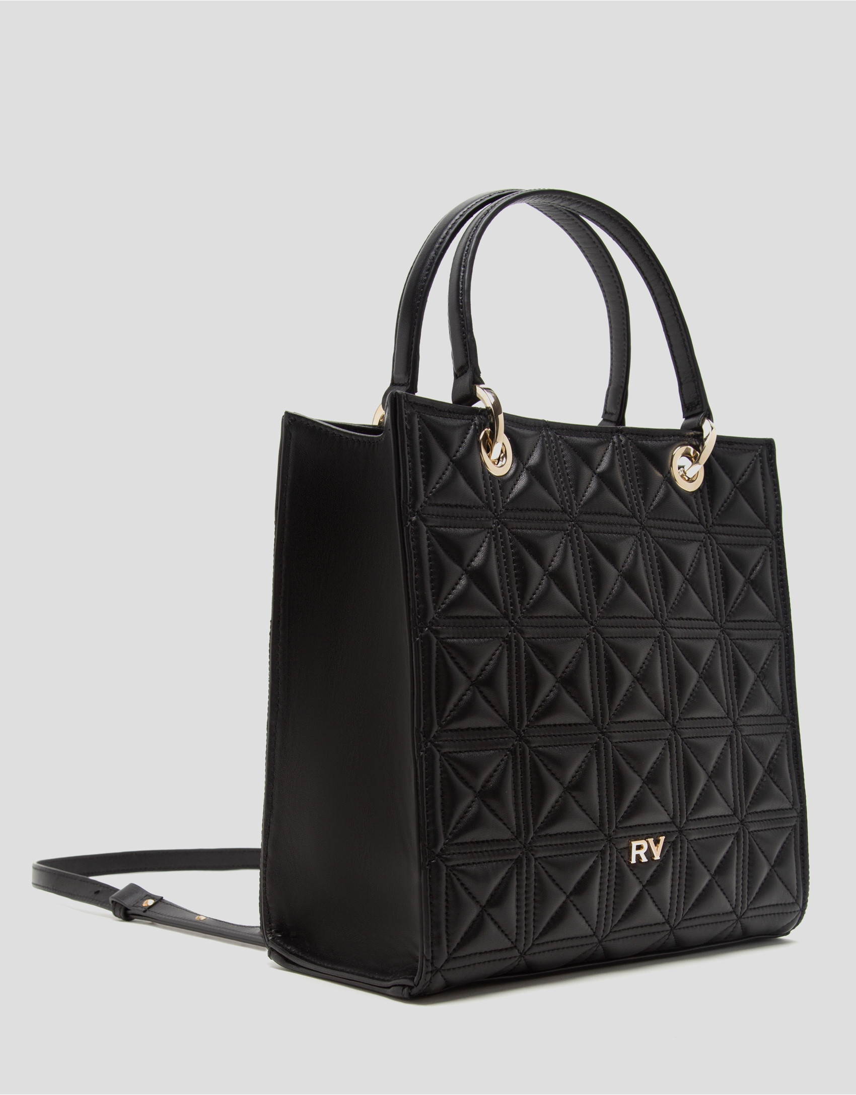 Bolso Satchel Maxi Linda piel acolchada negra | Roberto Verino