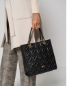Bolso Satchel Maxi Linda piel acolchada negra | Roberto Verino