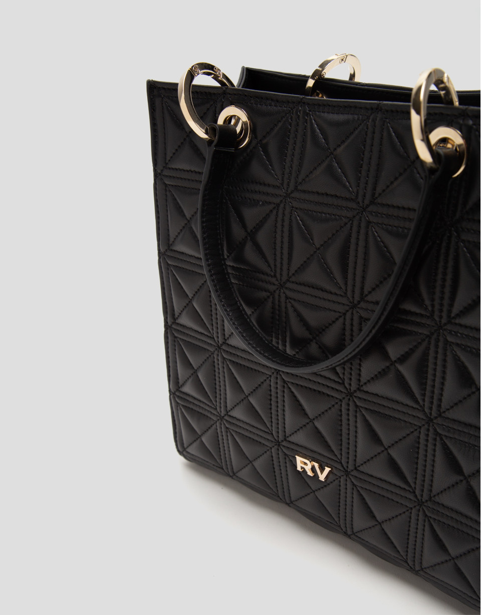 Bolso Satchel Maxi Linda piel acolchada negra | Roberto Verino