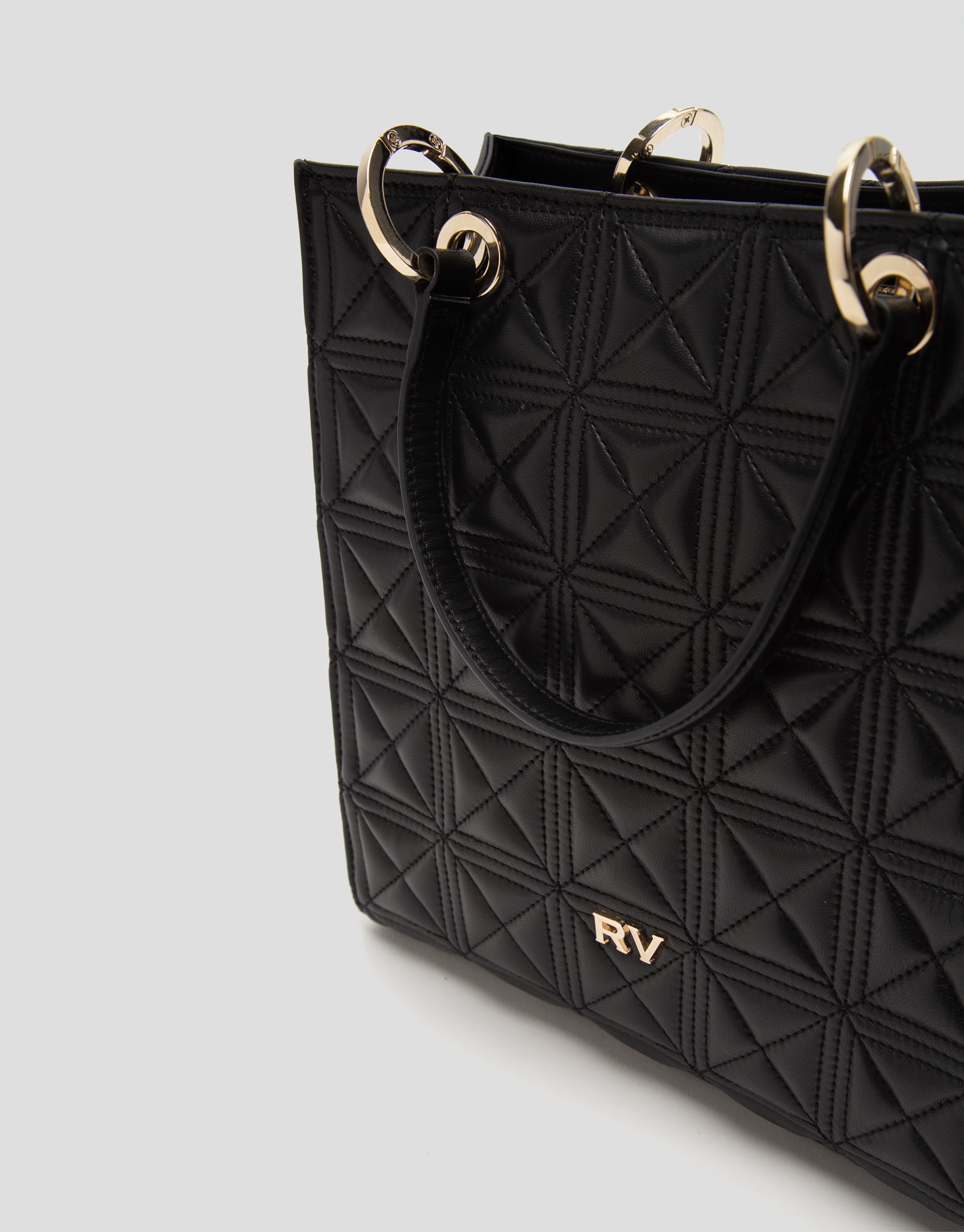 Bolso Satchel Maxi Linda piel acolchada negra | Roberto Verino