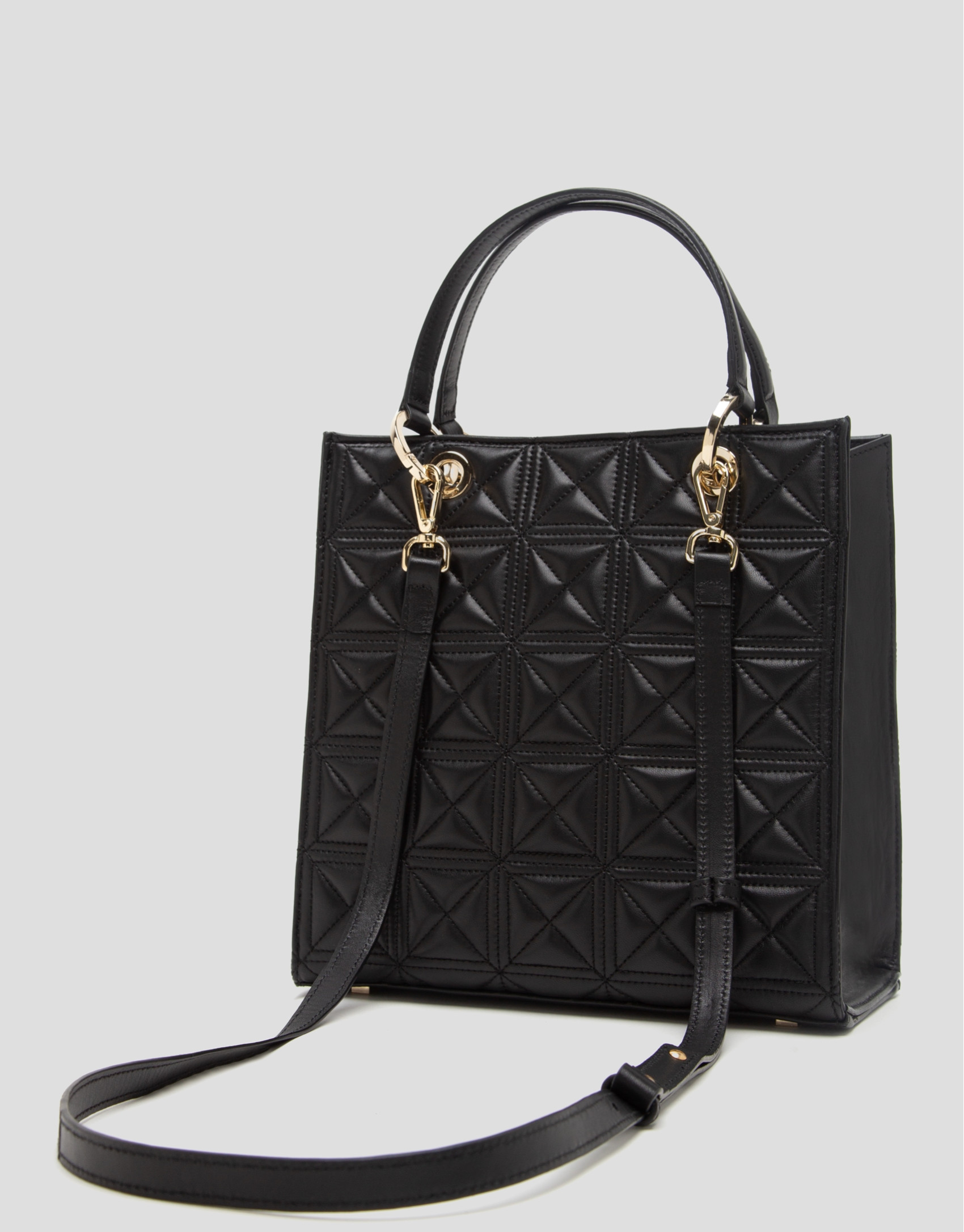 Bolso Satchel Maxi Linda piel acolchada negra | Roberto Verino