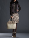 Bolso Patrick en piel grabado crocodilo y piel lisa topo