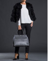 Bolso Justin con pelo de potro en gris combinado con piel y ante en negro