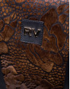 Black napa Orlando Soft bag with embossed brown fantasy fur flower 