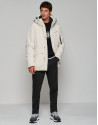 Off white tech fabric parka with quilted lining